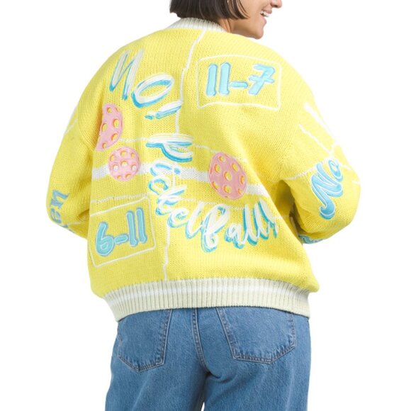 NO! JEANS Yellow Pickle Ball Button Down Cardigan - Picture 2 of 2